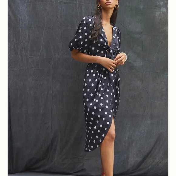 NWT XS Delfi x Anthropologie Polka Dot Midi Dress